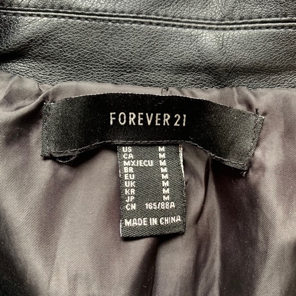 Black Faux Leather Biker Crop Jacket - Picture 2 of 5